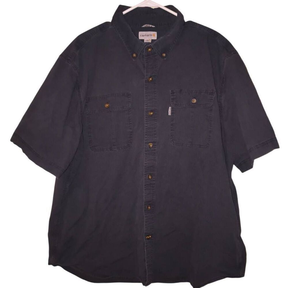 Carhartt Work shirt Relaxed fit Size 2XL Blue short sleeves button collar
